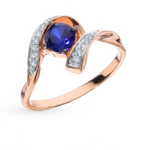 золотое кольцо с сапфирами и бриллиантами