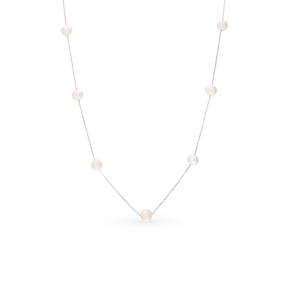 серебряное шейное украшение с жемчугом