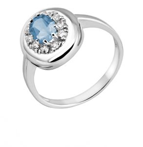 золотое кольцо с топазами и фианитами