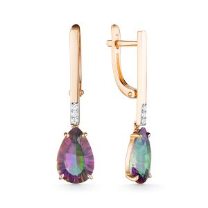 золотые серьги с аметрином и фианитами