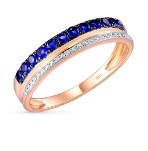 золотое кольцо с сапфирами и бриллиантами