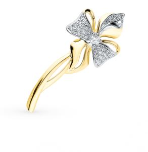 золотая брошь с фианитами SOKOLOV 040275-2*