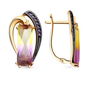 золотые серьги с аметрином и фианитами SOKOLOV 726079*