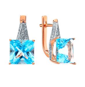 золотые серьги с топазами и фианитами