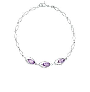 серебряный браслет с аметистом и фианитами SOKOLOV 92050093