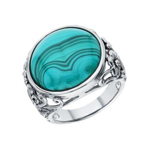 серебряное кольцо с малахитом