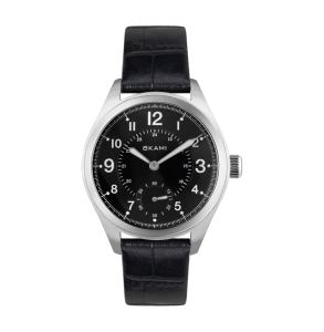 Женские часы на черном ремне из натуральной кожи