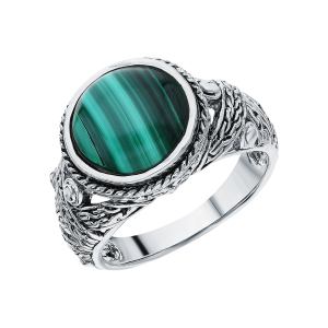 серебряное кольцо с малахитом