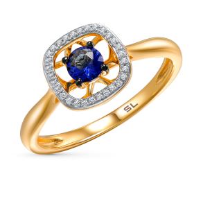 золотое кольцо с сапфирами и бриллиантами