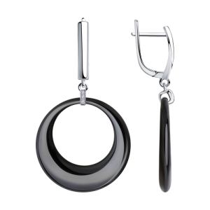 серебряные серьги с керамикой и фианитами SOKOLOV 94024676