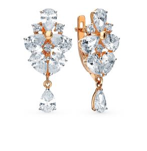 золотые серьги с фианитами SOKOLOV 8-020027*