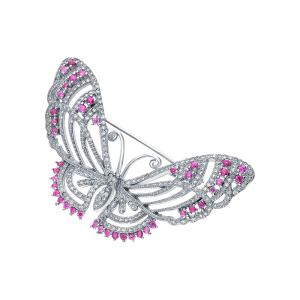 серебряная брошь с фианитами