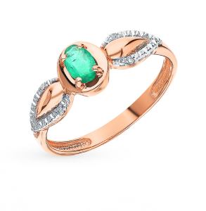 золотое кольцо с изумрудами и бриллиантами