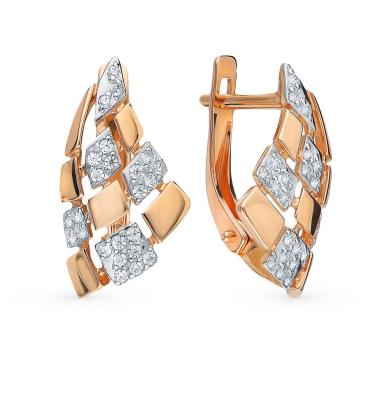 Золотые серьги с фианитами SOKOLOV 8-020023*