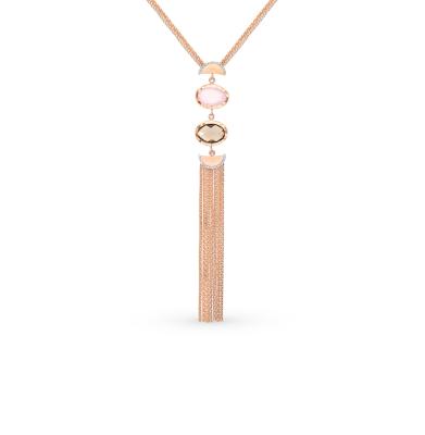 Золотое шейное украшение с раухтопазом и кверцем