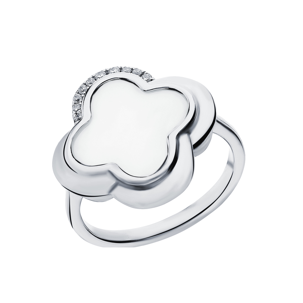 Серебряное кольцо с кубическим цирконием и керамикой в Санкт-Петербурге