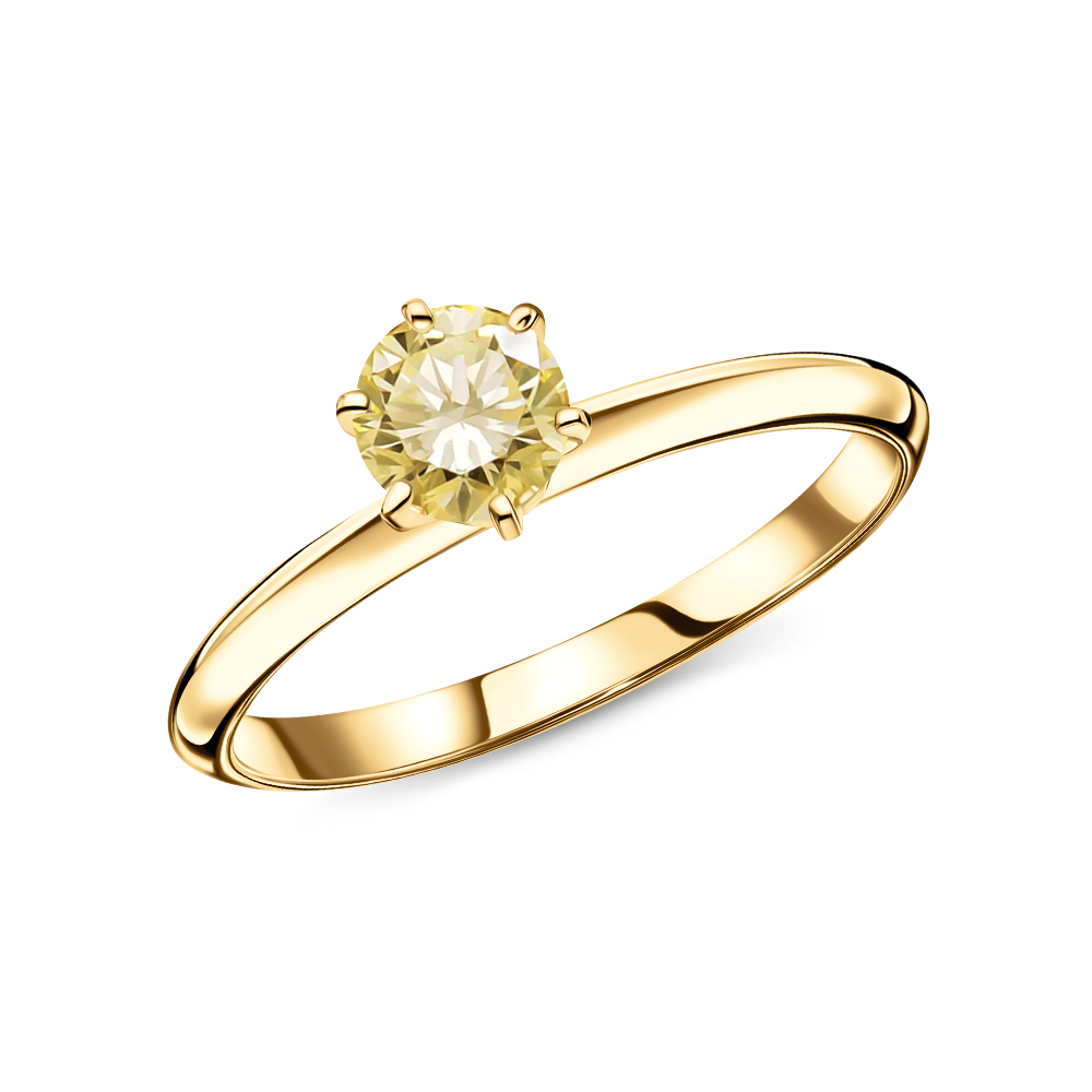 Золотое кольцо с жёлтыми бриллиантами в Новосибирске