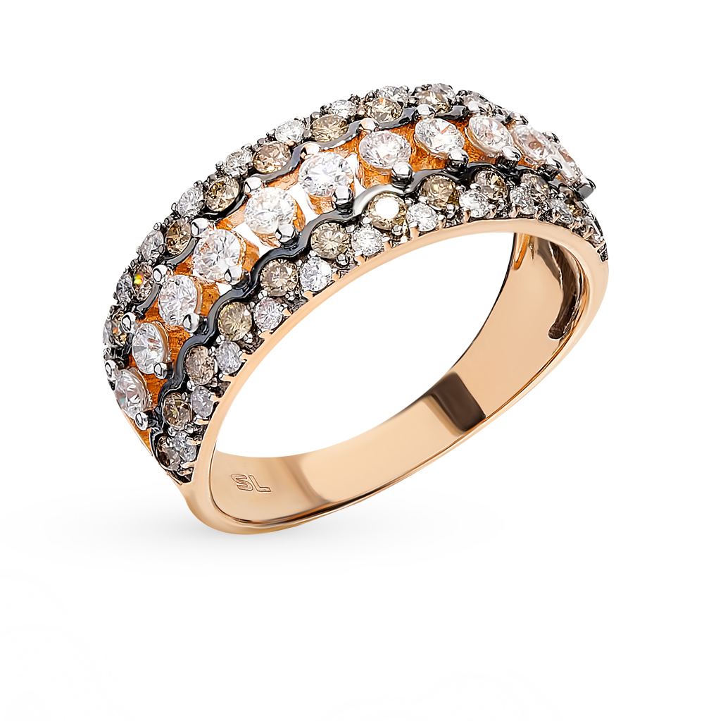 Золотое кольцо с бриллиантами санлайт. Золотое кольцо с коньячными бриллиантами Санлайт. Кольцо с коньячными бриллиантами Санлайт. Золотое кольцо с бриллиантами и коньячными бриллиантами Санлайт.