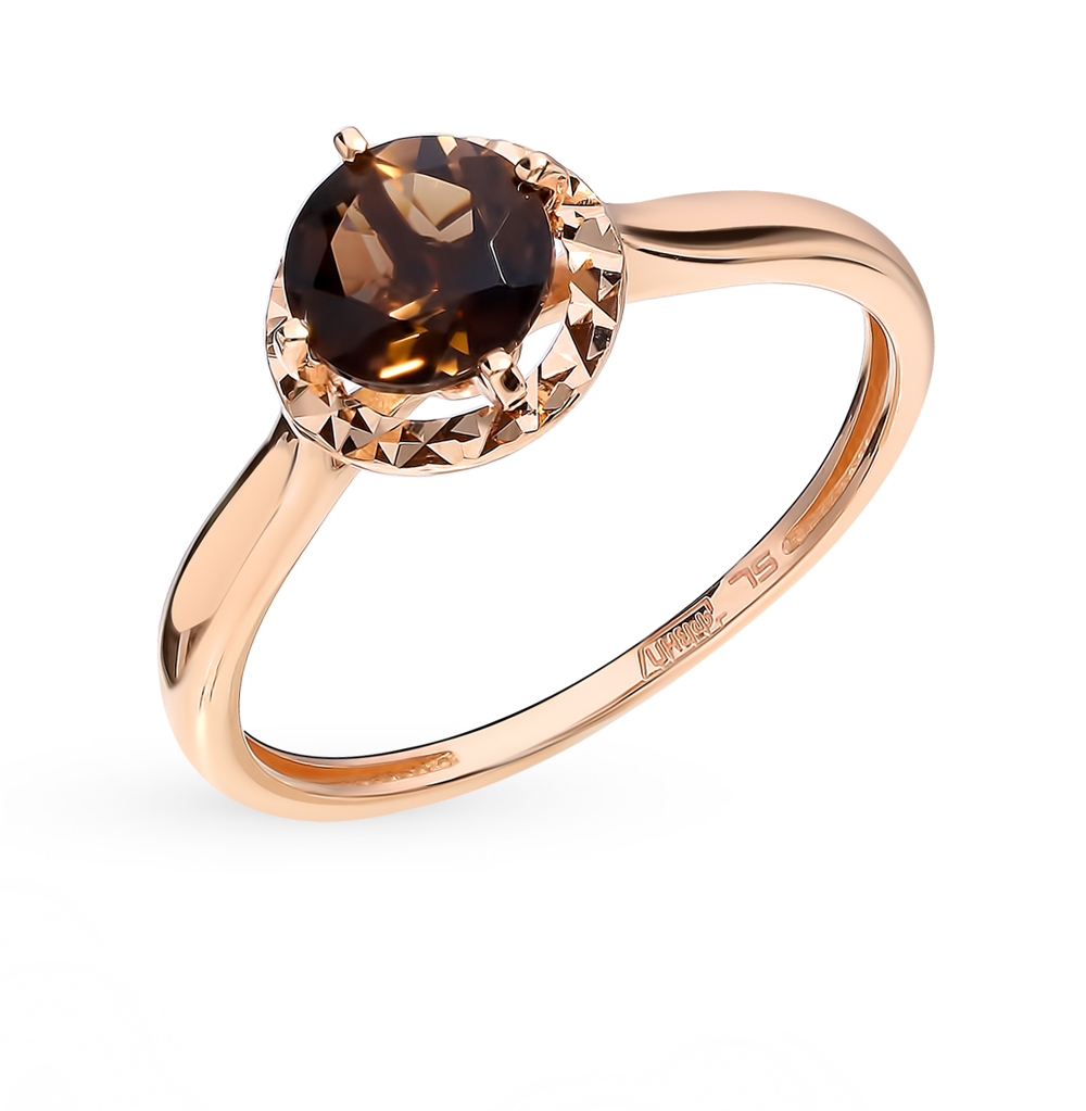 Золотое кольцо с дымчатым кварцем в Самаре