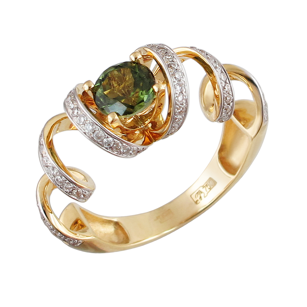 Золотое кольцо с турмалинами и бриллиантами в Новосибирске