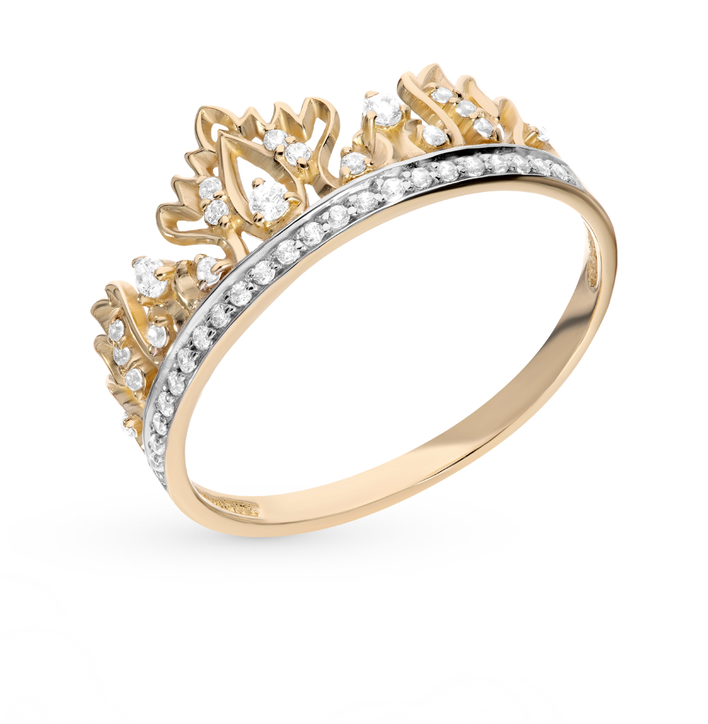 Кольцо корона из золота санлайт
