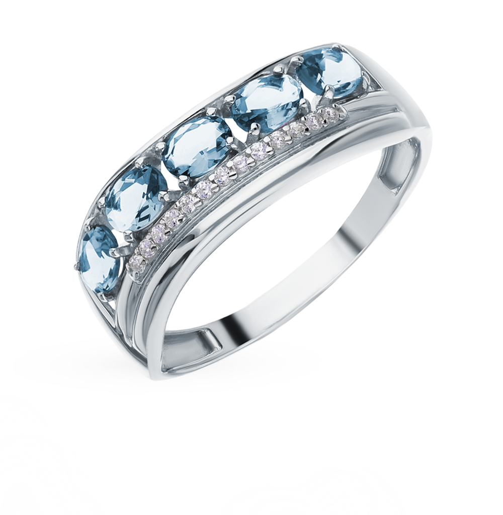 Серебряное кольцо с фианитами и ювелирными кристаллами в Новосибирске