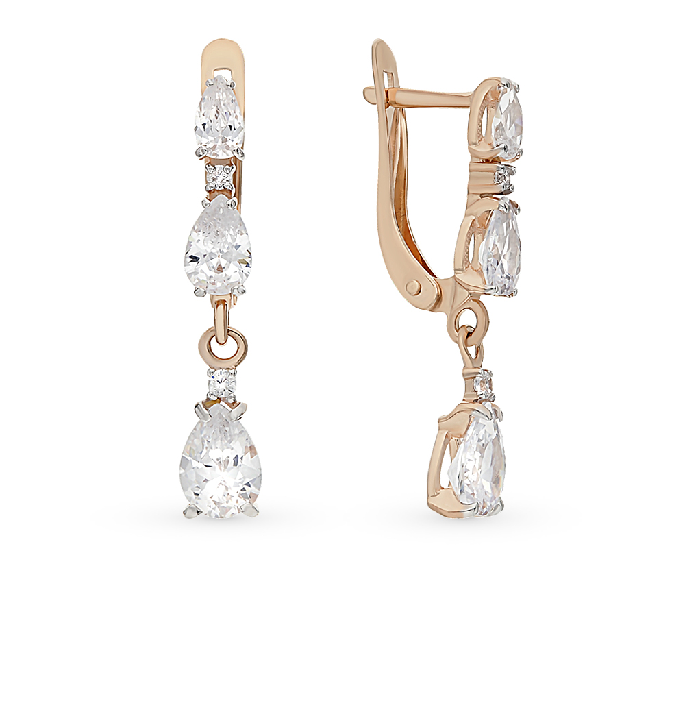 Золотые серьги с фианитами