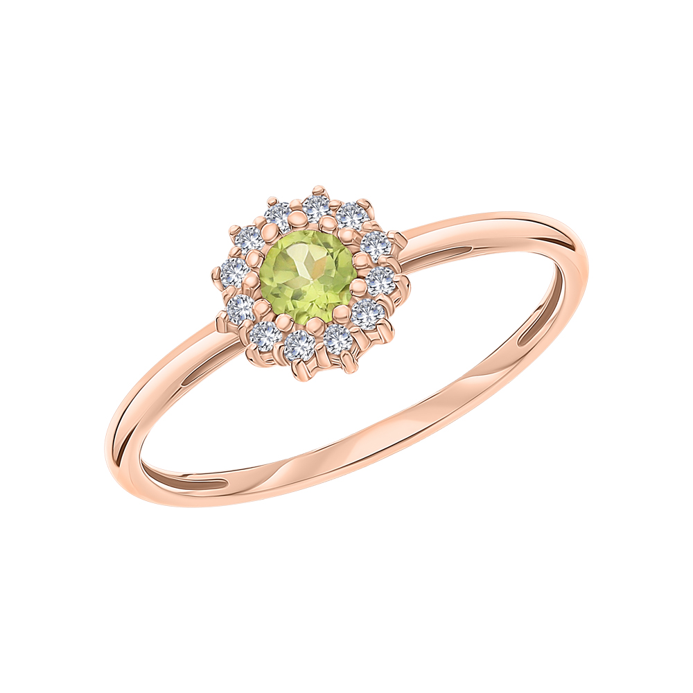 Фото «Серебряное кольцо с топазами и хризолитом»