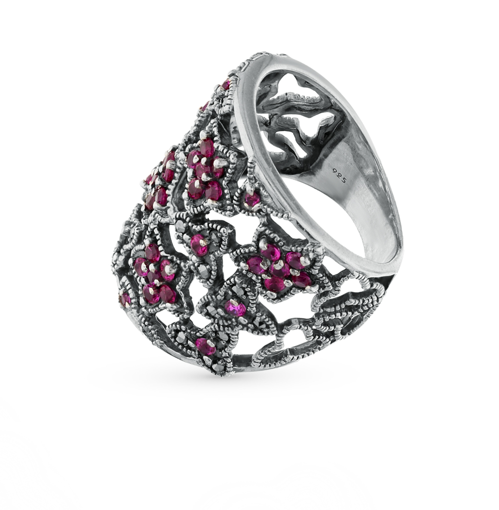 Фото «Серебряное кольцо с сапфирами и марказитами»