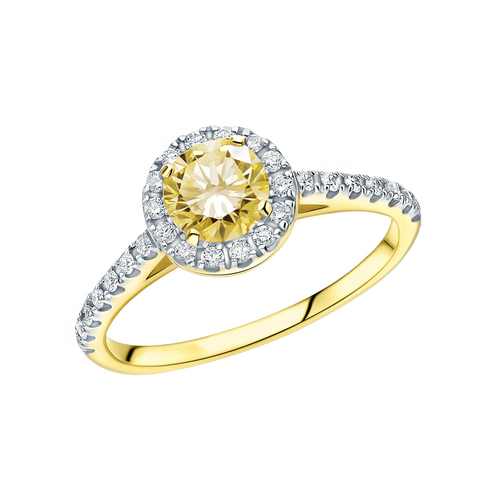 Фото «Золотое кольцо с жёлтыми бриллиантами и бриллиантами»
