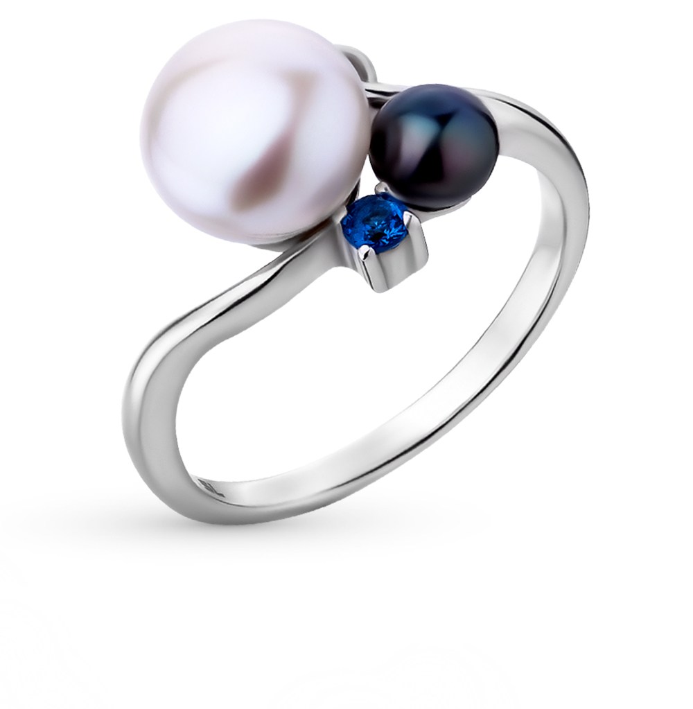 Фото «Серебряное кольцо с жемчугом и со шпинелью»