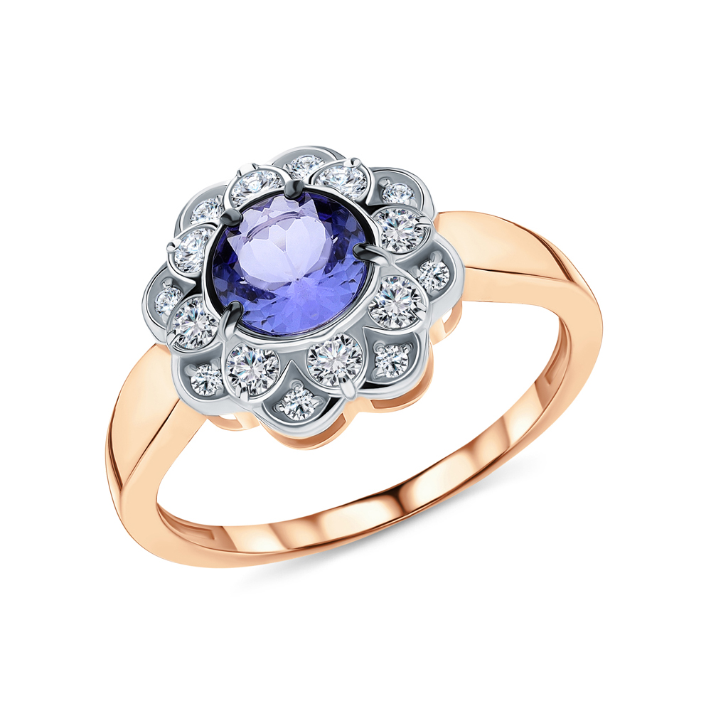 Фото «Золотое кольцо с танзанитом и бриллиантами»