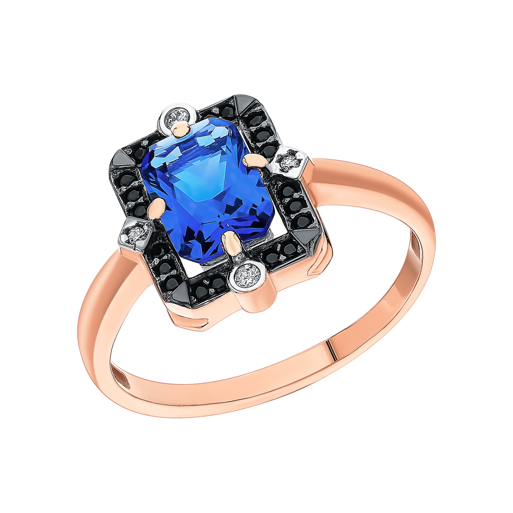 Фото «Серебряное кольцо с фианитами, топазами и нанокристаллами»