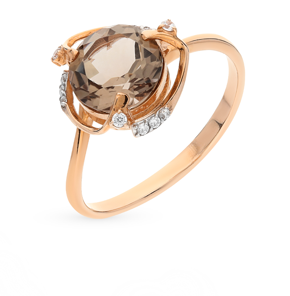 Фото «Золотое кольцо с фианитами и раухтопазами»