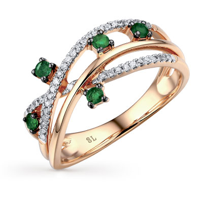 Золотое кольцо с изумрудами и бриллиантами в Санкт-Петербурге