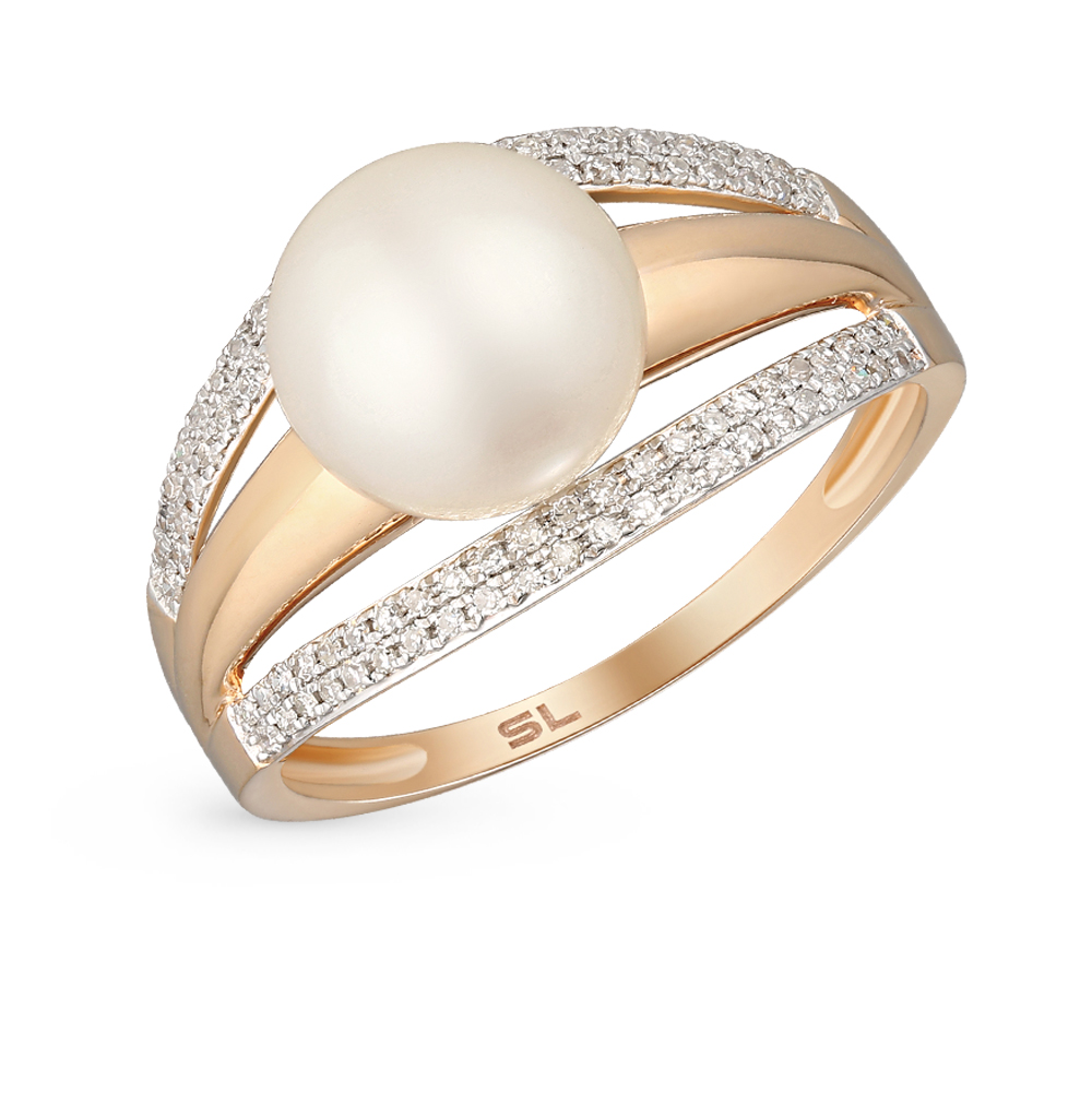 Санлайт кольцо с жемчугом из золота