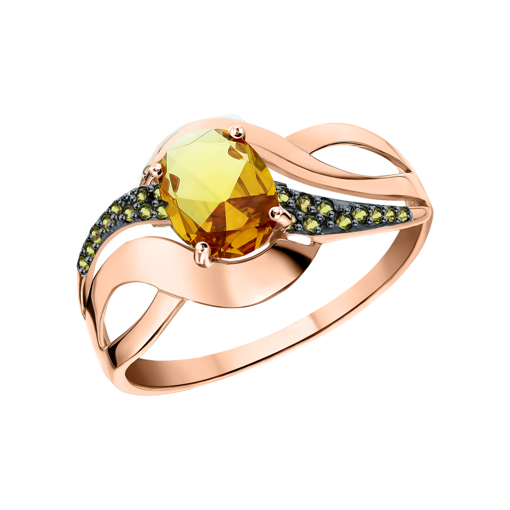 Фото «Золотое кольцо с фианитами и султанитами»