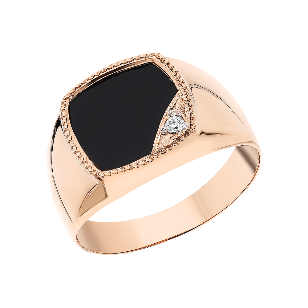 Золотое кольцо с агатом и фианитами в Самаре