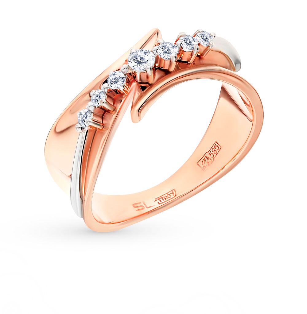 Золотое кольцо с бриллиантами санлайт. Кольцо розовое золото с бриллиантом Санлайт. Санлайт кольцо с бриллиантом золото.