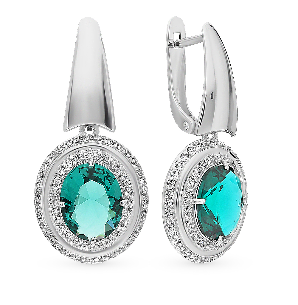 Серебряные серьги с фианитами