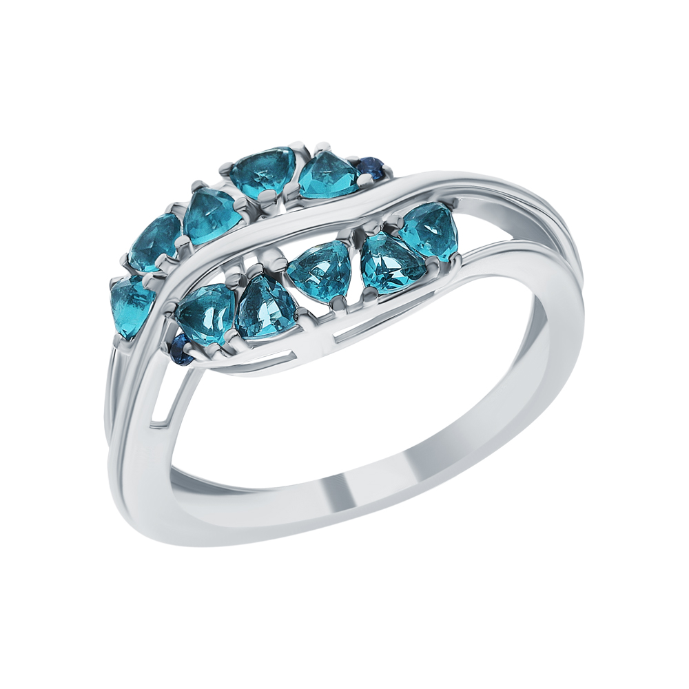 Серебряное кольцо с фианитами и ювелирными кристаллами в Краснодаре