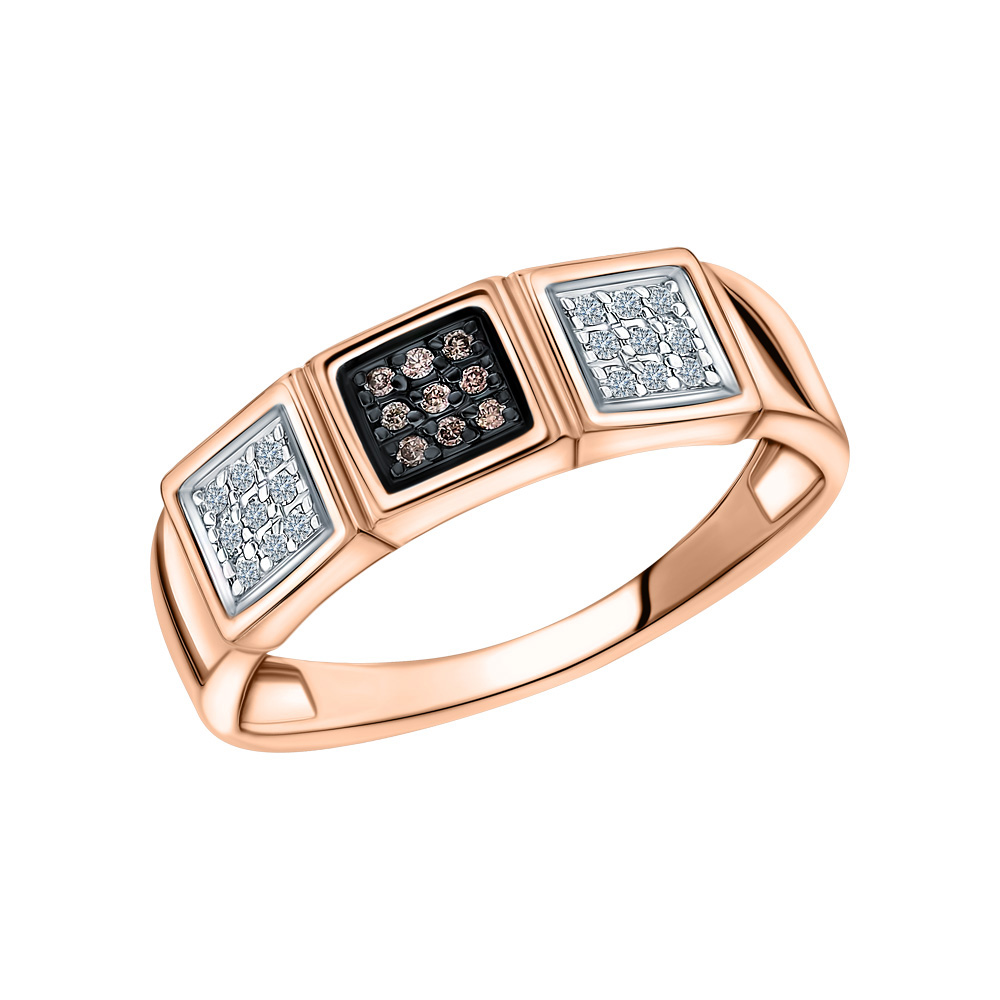 Фото «Золотое кольцо с коньячными бриллиантами и бриллиантами»
