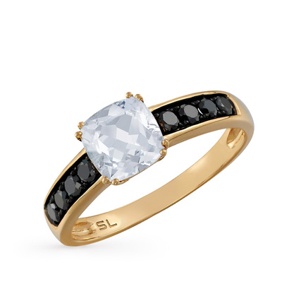 Фото «Золотое кольцо с топазами и черными бриллиантами»