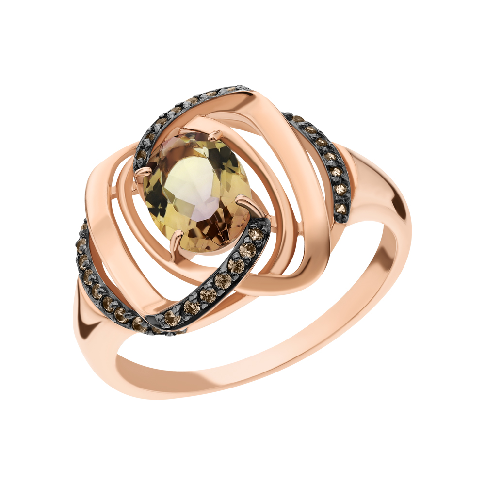 Золотое кольцо с фианитами и аметрином в Ростовe-на-Дону