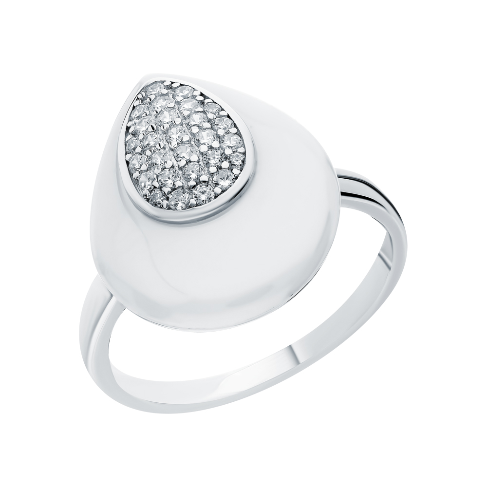 Серебряное кольцо с кубическим цирконием и керамикой в Екатеринбурге
