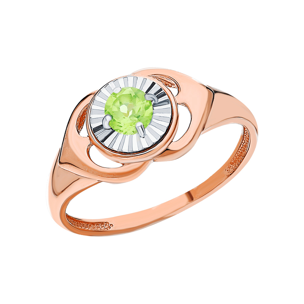Золотое кольцо с хризолитом и серебряной вставкой в Ростовe-на-Дону