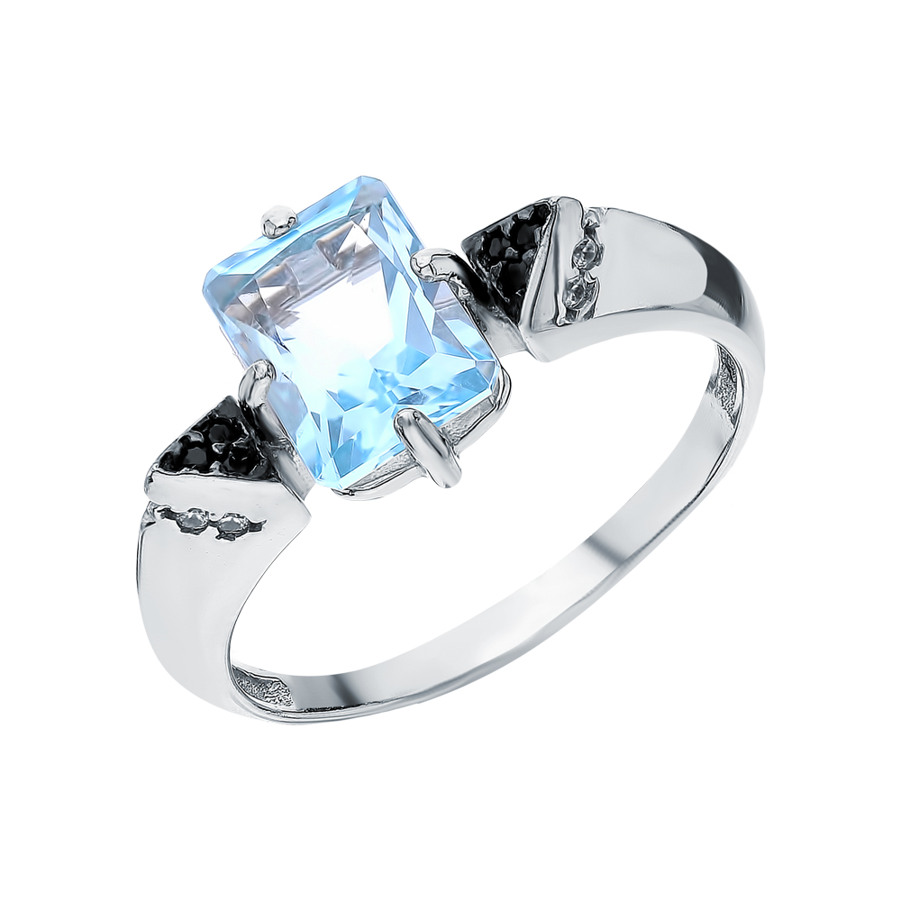 Фото «Серебряное кольцо с фианитами, топазами и ювелирными кристаллами»