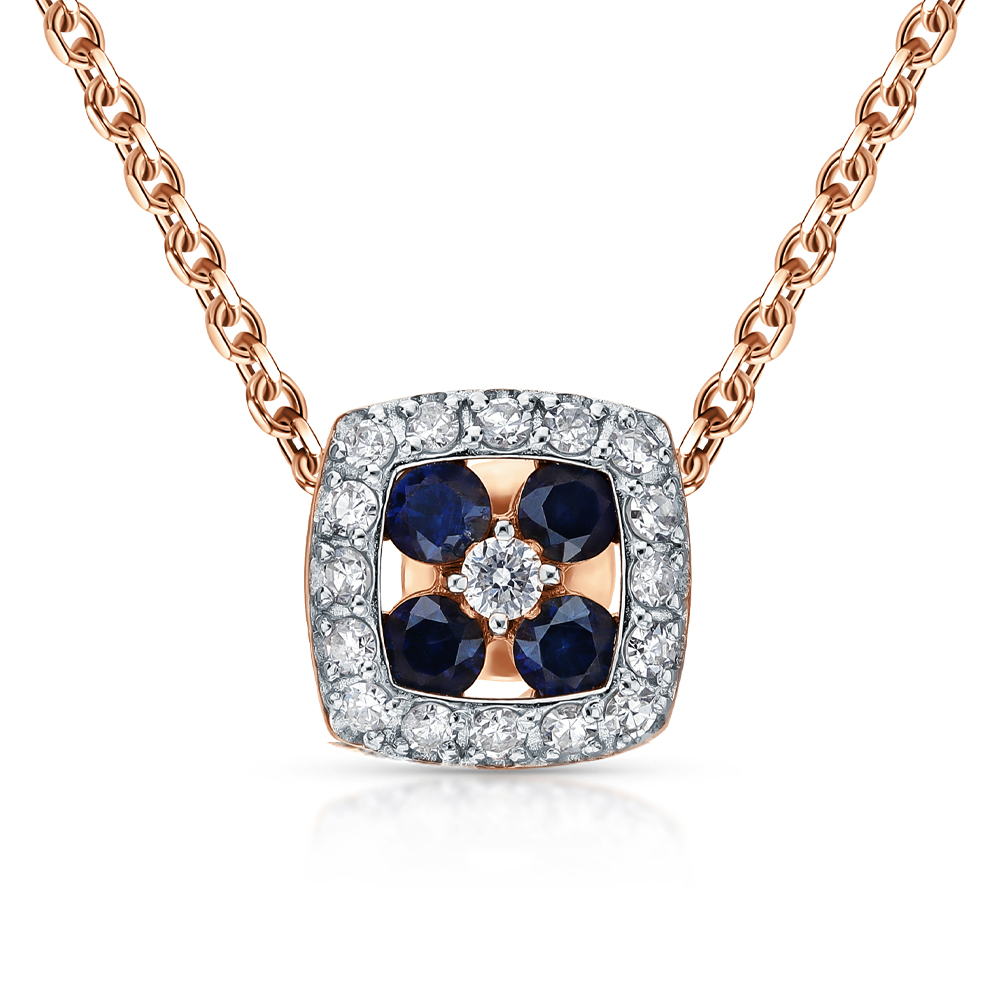 Фото «Золотая подвеска с бриллиантами природными и сапфирами природными»