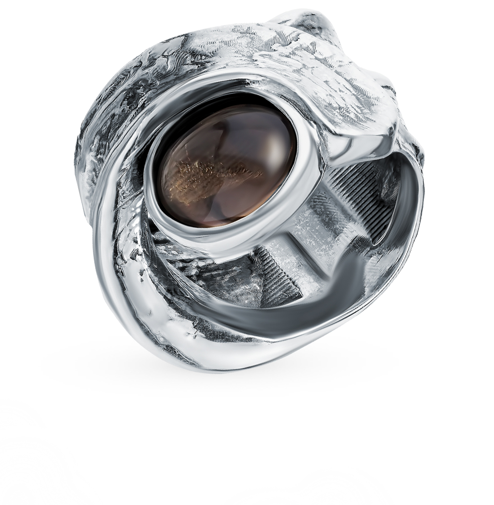 Серебряное кольцо с кварцами дымчатыми в Новосибирске