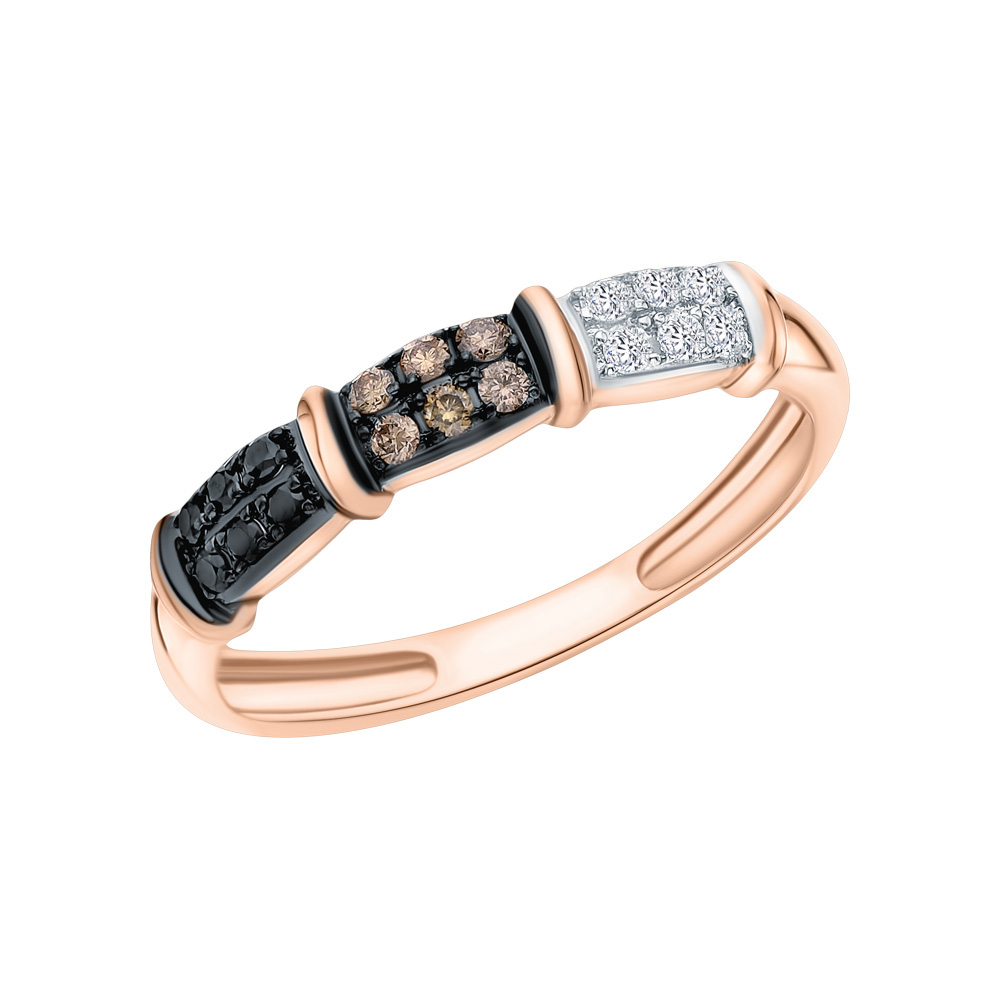 Золотое кольцо с коньячными бриллиантами и бриллиантами в Самаре
